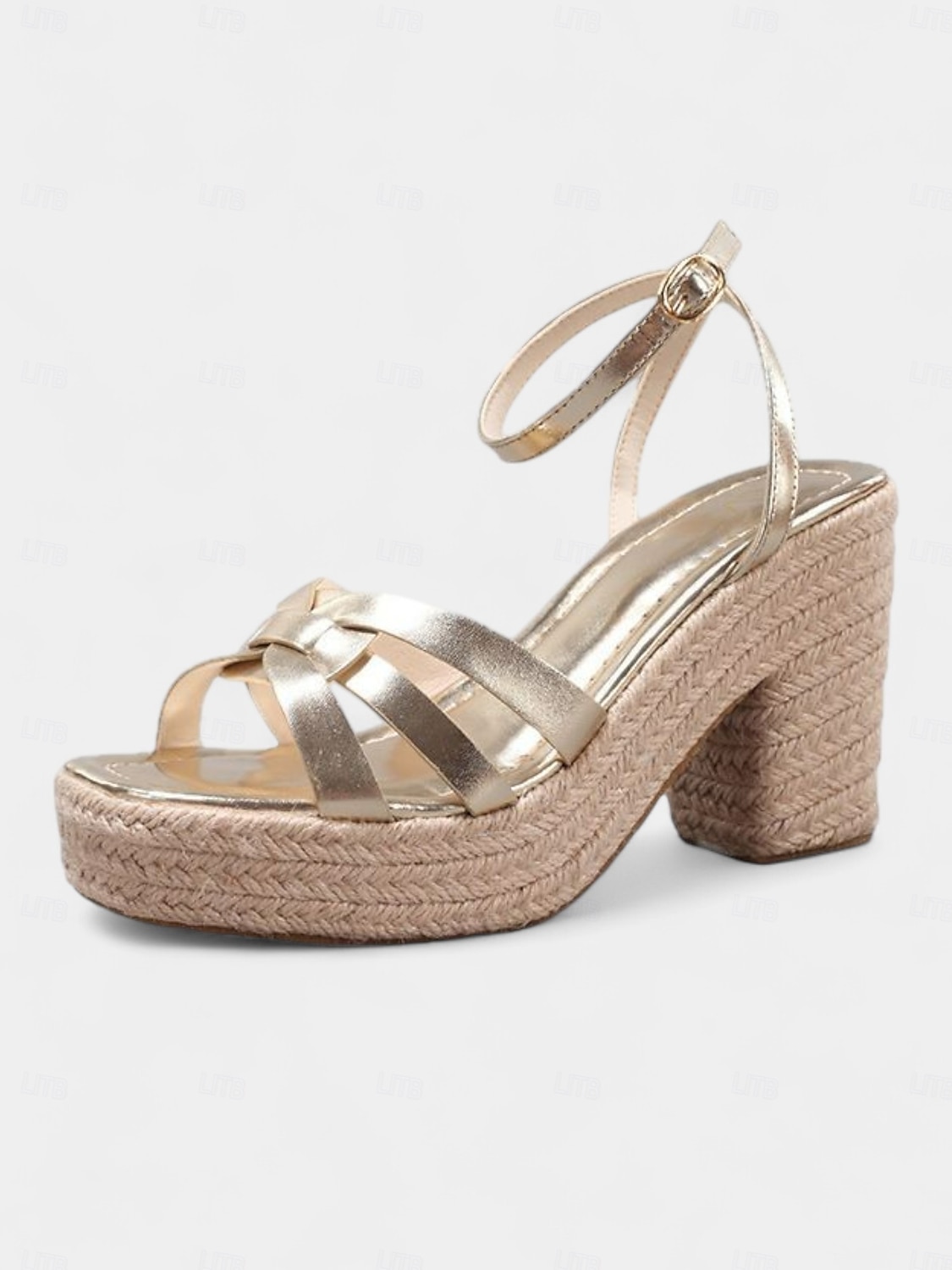 Sandales compensées dorées pour femmes avec bride à la cheville - talons ouverts pour les rendez-vous décontractés et les tenues d'été de 2025 ? $34.99 –P2