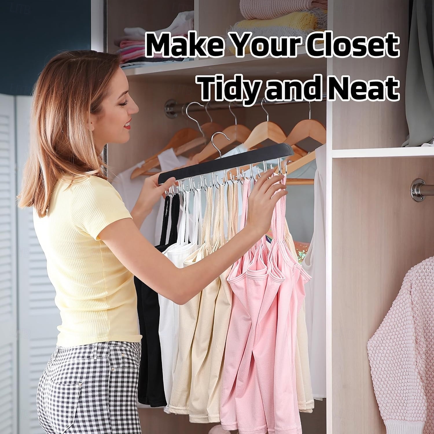 2 Pack Bra Hanger for Closet Organizer Premium Wooden Tank Top Hangers with 40 Foldable Hooks 360 Rotating Design Space Saving Storage for Tank Tops Bras Scarves and More 2025 - $18.99 –P6