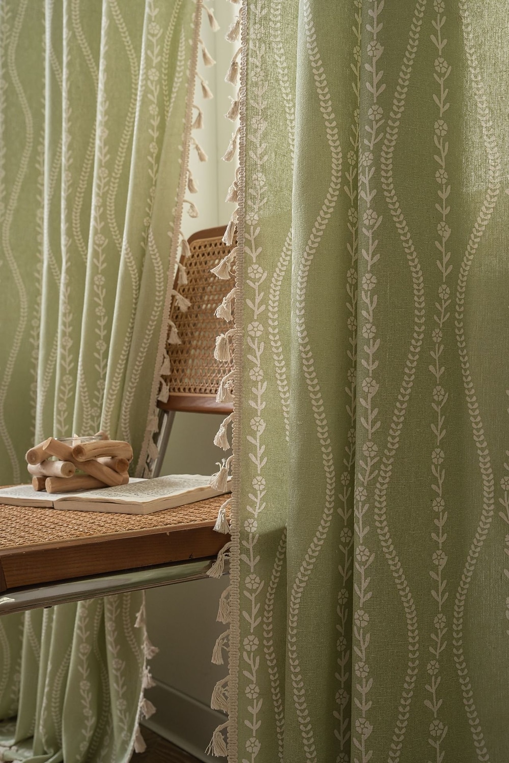 Boho Curtains Printed Cotton Linen Rod Pocket Vintage Farmhouse Bohemian Tassels Window Treatment 1 Panel Terracotta Stripe Florals for Bedroom Dining Room 2026 - E£1801.22 –P3