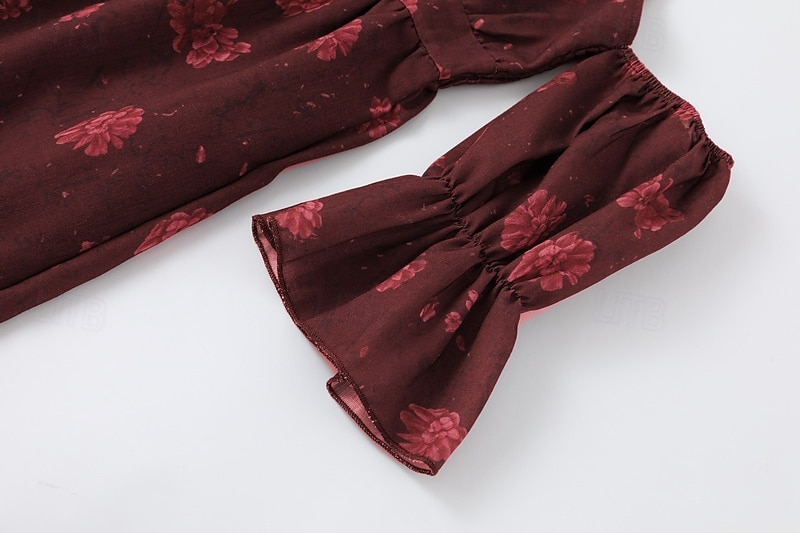 Per donna Mini Abito Abito Floreale Abito Boho Abito Stampato Abito occidentale Classico Moderno All'aperto Vacanza Ferie Vestibilità regolare Fiore Manica Corta Scollo a V Vino Estate del 2025 a $33.99 –P5