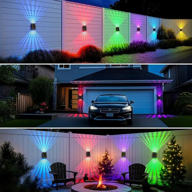 2/4 шт. настенный светильник на солнечных батареях, водонепроницаемый, светящийся вверх и вниз, садовый светильник для забора, дома, заднего двора, террасы, крыльца, праздничного ландшафтного 2025 - $44.99 –P11