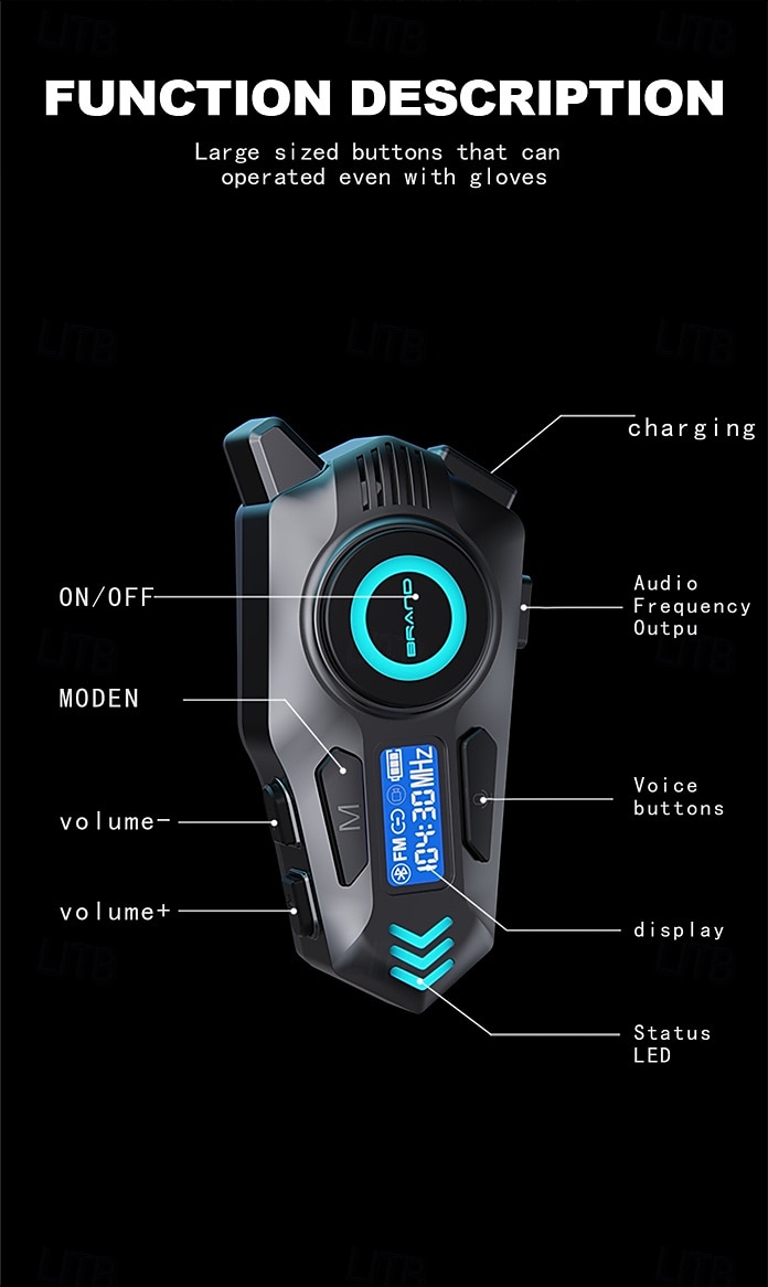 K09 Helmet Bluetooth Earphones with Real-Time Intercom, FM Radio, Noise Reduction, IPX8 Waterproof, Long Battery for Motorcycle Riding 2025 - $41.99 –P10