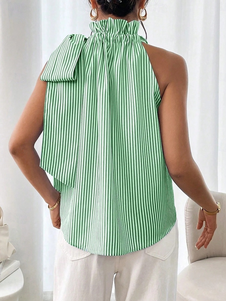 Pentru femei Camisole Tank Top Dungi Zilnic Casual Fără manșon Gâtul halter Topuri obișnuite Zilnic Imprimeu Negru Albastru celest Mov Trifoi Vară 2025 - $19.99 –P8