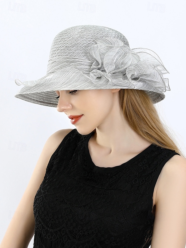 Chapeau de paille élégant à large bord pour femme avec des accents de ruban et de perles, parfait pour les fêtes de jardin d'été, les événements en plein air et les mariages de 2025 ? $14.99 –P2