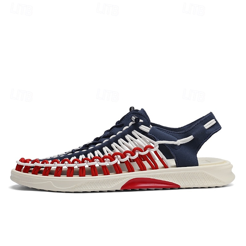 Herren-Sneaker in Rot und Marineblau, Laufschuhe mit einzigartigem Schnürdesign und gepolsterter Sohle für Sport und Freizeit 2025 - $46.99 –P3