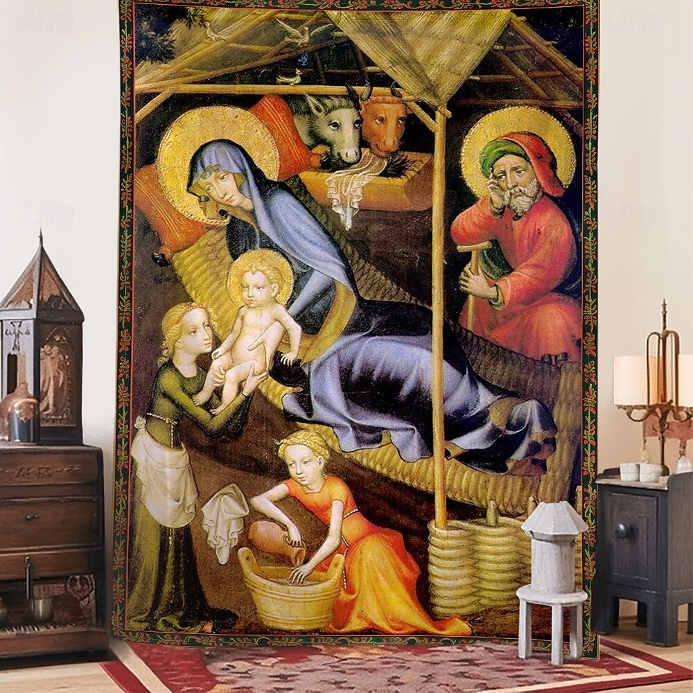 średniowieczny gobelin gobelin średniowiecza sztuka religijna duży mural dekoracja tło do fotografii dom sypialnia salon dekoracja 2025 - $15.99 –P1