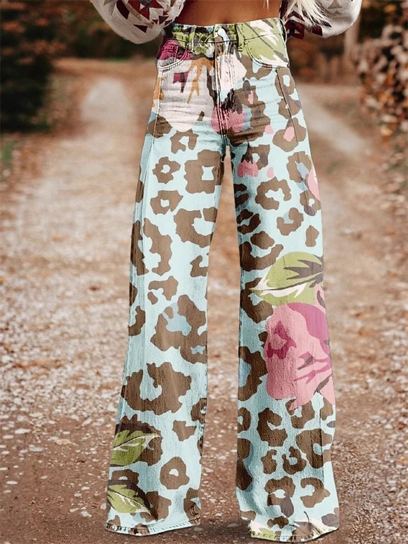 Retro Vintage Boho 1970er Hose Hose mit weitem Bein Hippie Disco Hohe Taille Tarnung Jeans-Imitat Kostüm Damen Karneval Alltagstauglich Musikfestival Retro-Mottoparty Erwachsene Hose 2026 - $35.99 –P6