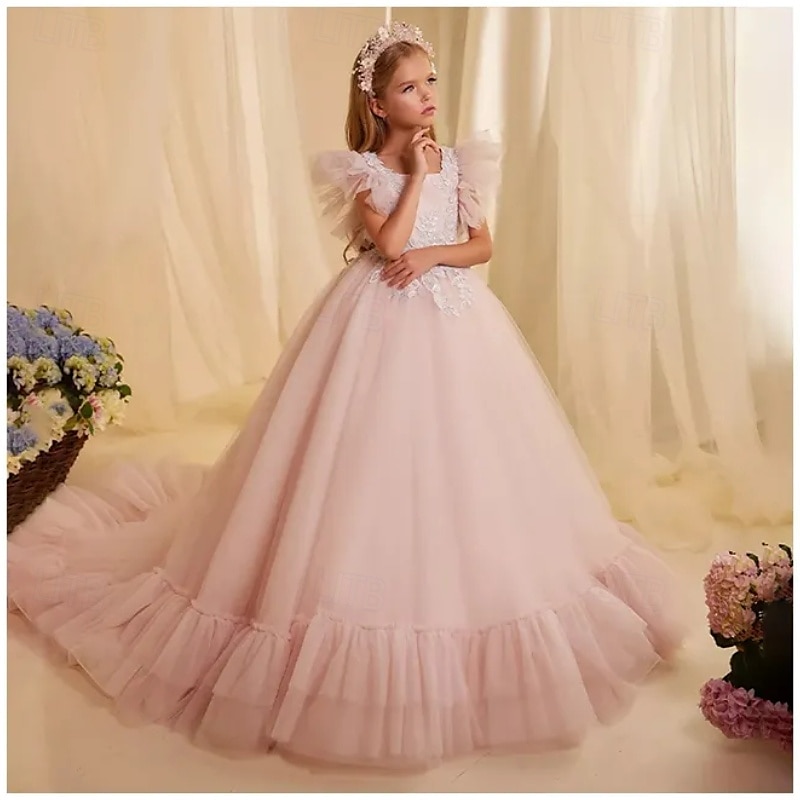 Vestido de Baile de Linha Reta com Cauda para Menina das Flores Aniversário Frozen Elsa Meninas Vestido de Formatura Bonito Tule com Camadas Estilo Real Tutu Tamanho 3-16 Anos de 2025 por $100.99 –P6