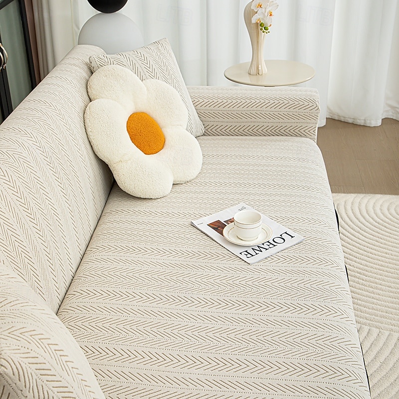 1 stk. sofatrekk med skjørt, enkelt jacquard integrert skjørt, sofatrekk med katteklo, universelt, pustende sofatrekk, universelt sofabeskyttelsestrekk til alle årstider 2025 - $33.99 –P9