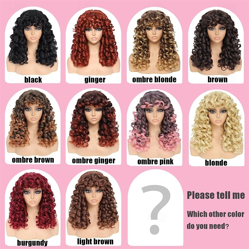 Krullende Pruik Grote Krullende Pruiken voor Witte Zwarte Vrouwen 20 Inch Lange Krullende Afro Pruik met Pony Synthetisch Haar Vervangingspruiken voor Cosplay en Dagelijks Ombre Blonde Halloween 2025 - $27.99 –P7