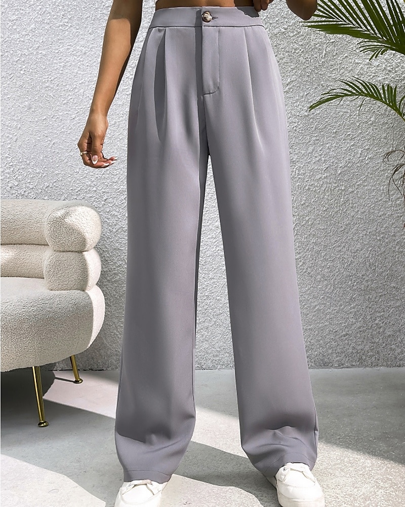 Per donna Gamba larga Pantaloni Eleganti Pantaloni Elegante Lunghezza intera Naturale Semplice Tasca Comodo All'aperto Confortevole All'aperto Ferie Weekend Verde mela Vinaccia Verde translucido del 2025 a $22.99 –P1
