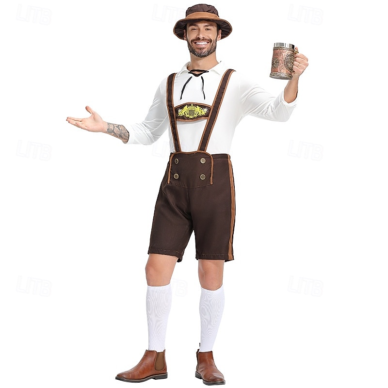 Oktoberfest תחפושות קוספליי לדרהוזן חולצה תלבושות בוואריה מינכן כרי דשא בגדי ריקוד גברים פֶסטִיבָל בד בסגנון מסורתי חולצה מכנסיים קצרים כובע 2026 - $40.99 –P3