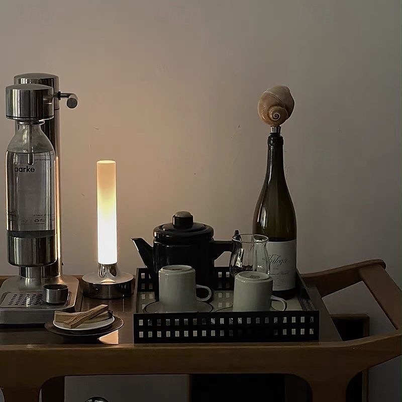 Candle Table Lamp Long Style USB Rechargeable Wireless Touch Lamp Desktop Decoration Atmosphere Night Light for Bedroom Silver 2025 - $132.99 –P2