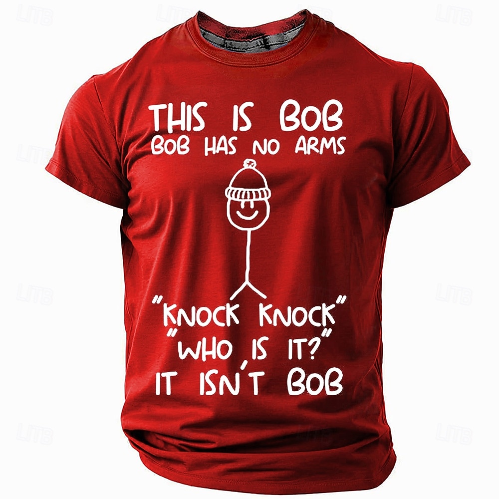 Men's Funny Bob Knock Knock Joke T-Shirt - 'This is Bob Has No Arms It Isn't Bob' Graphic Tee Short Sleeve Humor 2026 - $19.49 –P3