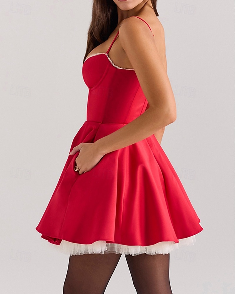 Pentru femei Rochie Mini Rochie albă Rochie de absolvire Rochie de petrecere Modă Petrecere Zi de Naștere Dată Fit regulat Simplu Fără manșon Bretele Spagheti Negru Alb Roz Îmbujorat Roșu-aprins Vară 2025 - $30.99 –P16