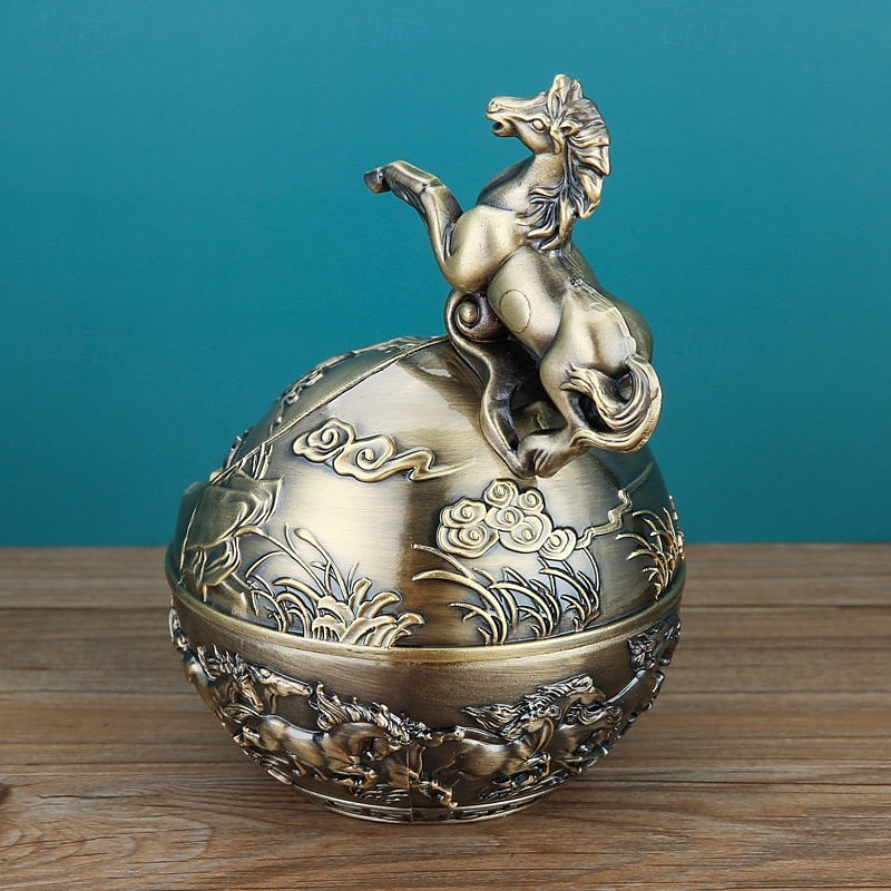 vintage hamutartó fedéllel, kínai állatöv 12 állatjegyű díszes, fedett hamutartó, szélálló asztali dísz otthoni irodába, nappaliba 2026 - $23.99 –P4