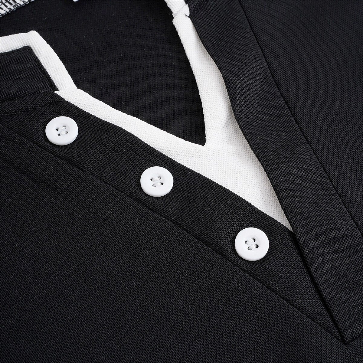 Homens Camisa com gola listrada Manga Curta Decote V Com Recorte Verão Primavera Tecido Moda Básico Moderno Botões duas peças falsas Rua Casual Diário Preto Branco Azul Marinha Top Tee para Homens de 2025 por $18.99 –P4