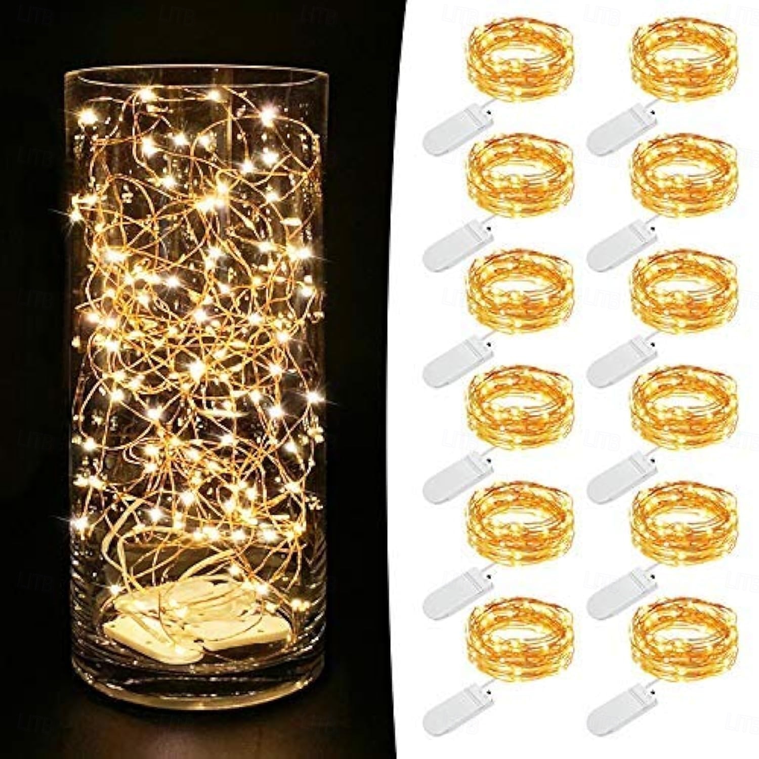 Lot de 12 guirlandes lumineuses LED étoilées de 2 m à 20 m, pour la Saint-Valentin, un mariage, une demande en mariage, une fête, un restaurant, une décoration d'intérieur, un festival, Noël ou Halloween de 2025 ? $11.49 –P1