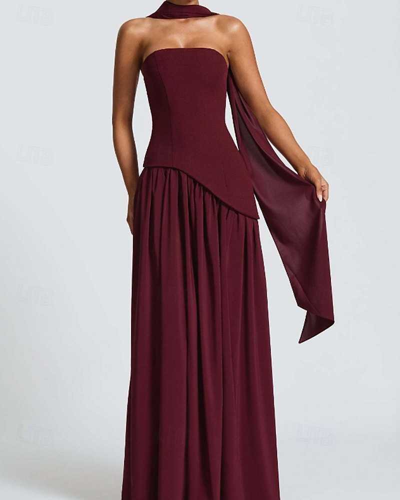 Damen Langes Kleid Maxikleid Weißes Kleid Abschlusskleid Partykleid Mode Party Abendgesellschaft Ausgehen Normale Passform Einfach Ärmellos Trägerlos Weiß Gelb Wein Marineblau Sommer 2025 - $29.99 –P18
