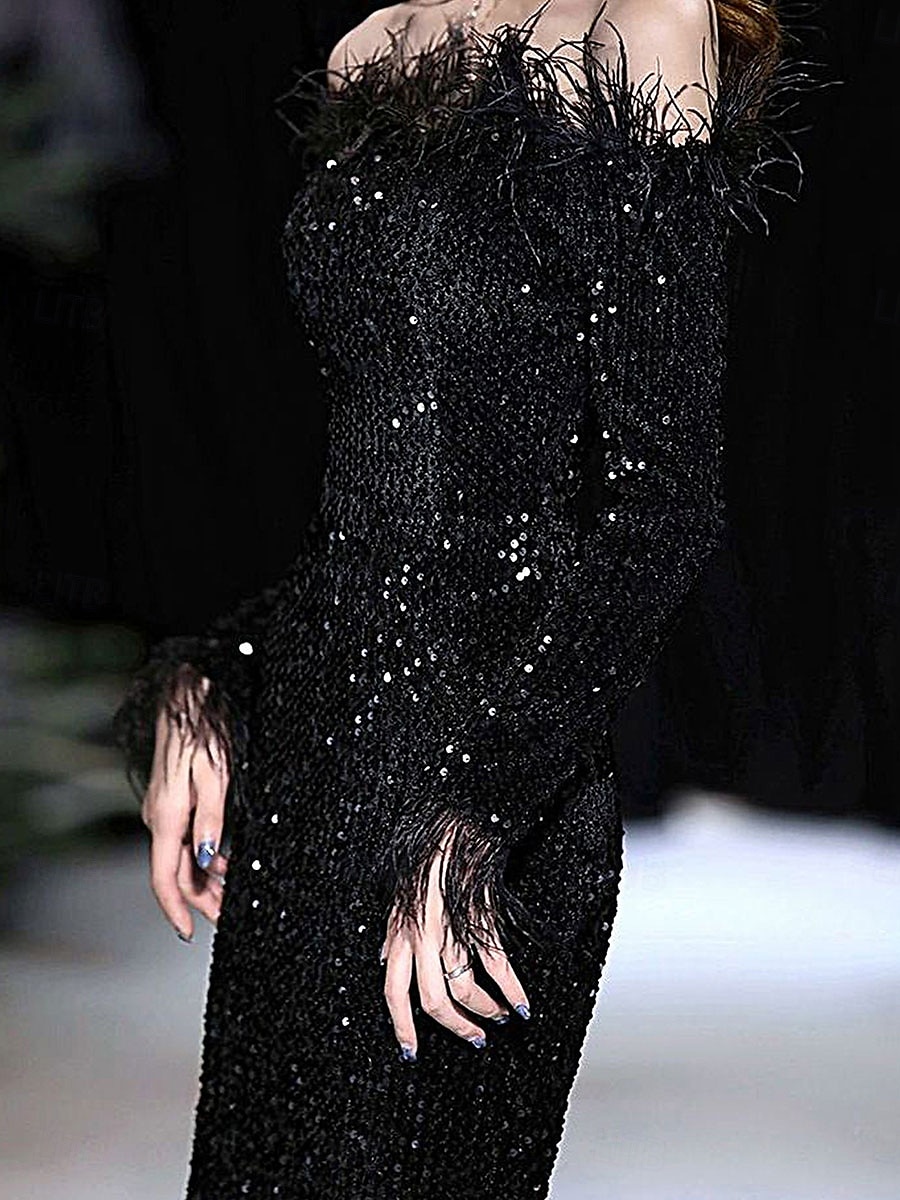 Mermaid / Trumpet Quinceanera Dresses Elegant Dress Formal Wedding Floor Length Long Sleeve Off Shoulder Sequined with Sequin 2025 - $109.99 –P4