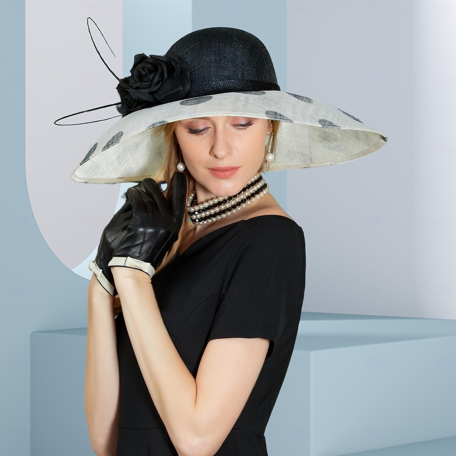 chapeaux chapeau de soleil en lin chapeau sinamay mariage thé fête mariage élégant avec plume coiffe à pois coiffure de 2025 ? $118.99 –P6