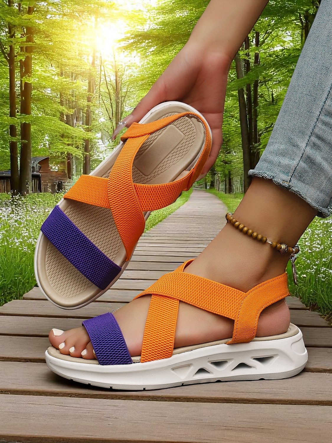 Dámské ležérní vícebarevné sandály - zářivé pásky a lehký design, ideální pro aktivní a moderní outdoorové aktivity 2025 - $24.99 –P1