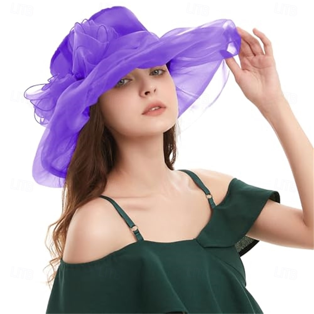 Elegant Retro / vintage Derbyt Huvudbonad Hattar Kyrkhatt Gentledam Adelsdam Maskeradkläder Dam alla hjärtans dag Derby Bröllopsfest Ascot Vuxna Hatt Vår & sommar 2026 - $26.99 –P12