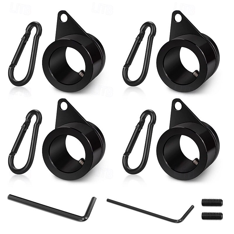 Aluminum Flag Pole Rings With Carabiner - 360° Rotating Anti-Wrap Mounting Clips For 1.75-2.02 Inch Poles