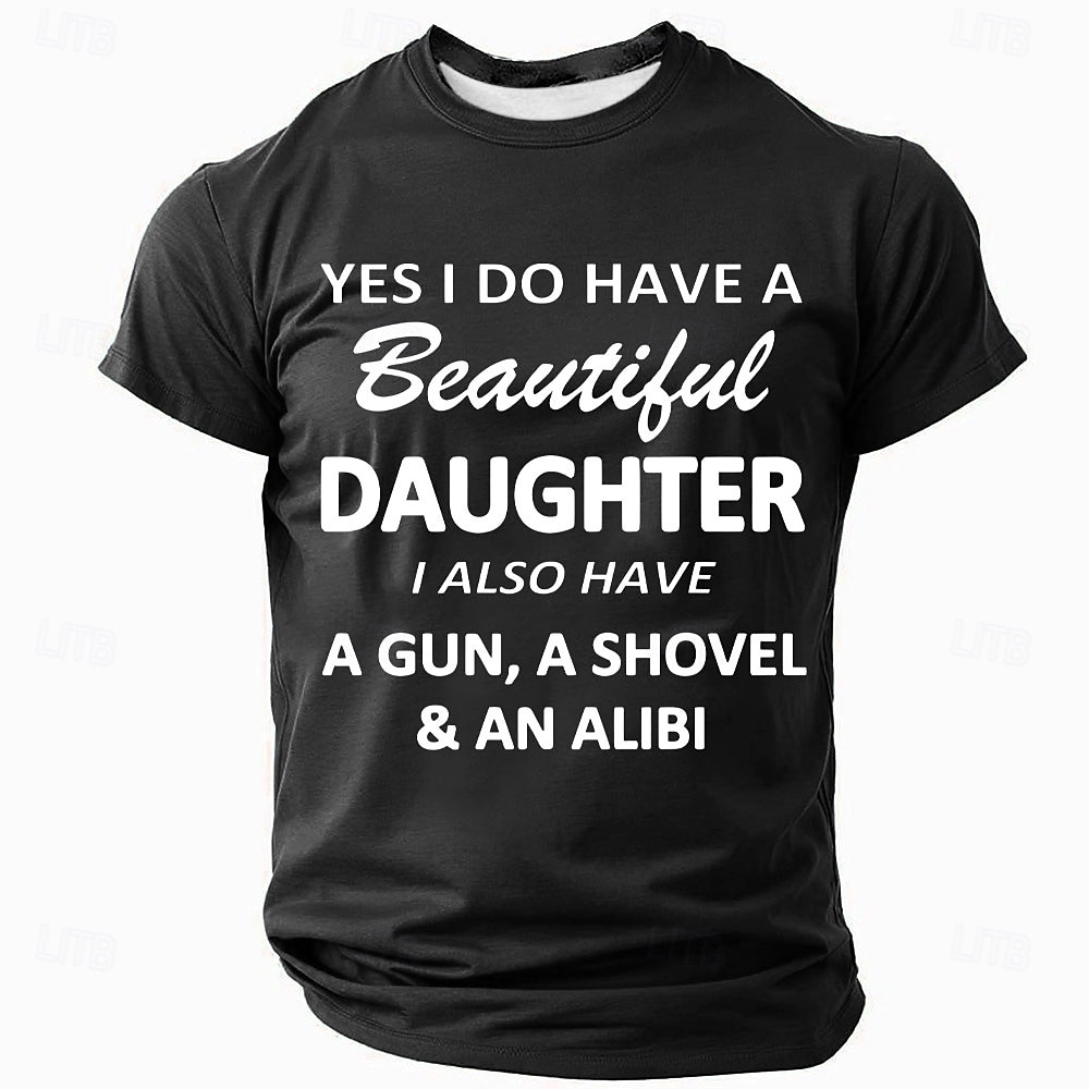 T-shirt Protettivo Papà Uomo - Divertente "Bella Figlia Alibi Fucile Cazzuola" Grafica Maniche Corte Tee del 2026 a $19.49 –P3