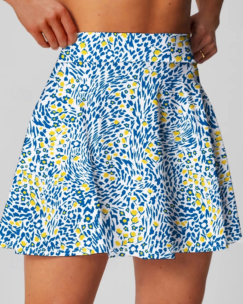 Damen Blumenmuster Lässiger Rock Tennisröcke mit Shorts Über dem Knöchel Feuchtigkeitsableitend Atmungsaktiv Tennis Golfspiel Pickleball Blau Orange Grün Tennisbekleidung 2026 - $22.99 –P4