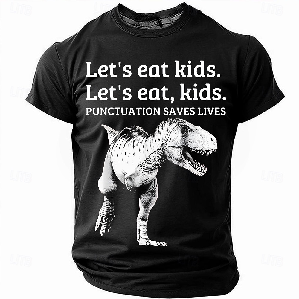 Men's T-Shirt - Funny Punctuation Saves Lives Grammar Joke T-Rex Graphic Short Sleeve 2026 - $19.49 –P2