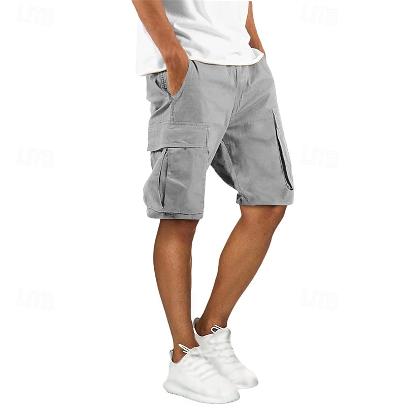 Homens Bermuda Cargo Calção Shorts de verão Com Cordão Cintura elástica Bolso multi Tecido Conforto Vestível Comprimento do joelho Ao ar livre Esporte Diário Moda Casual Preto Verde Tropa de 2025 por $20.99 –P2