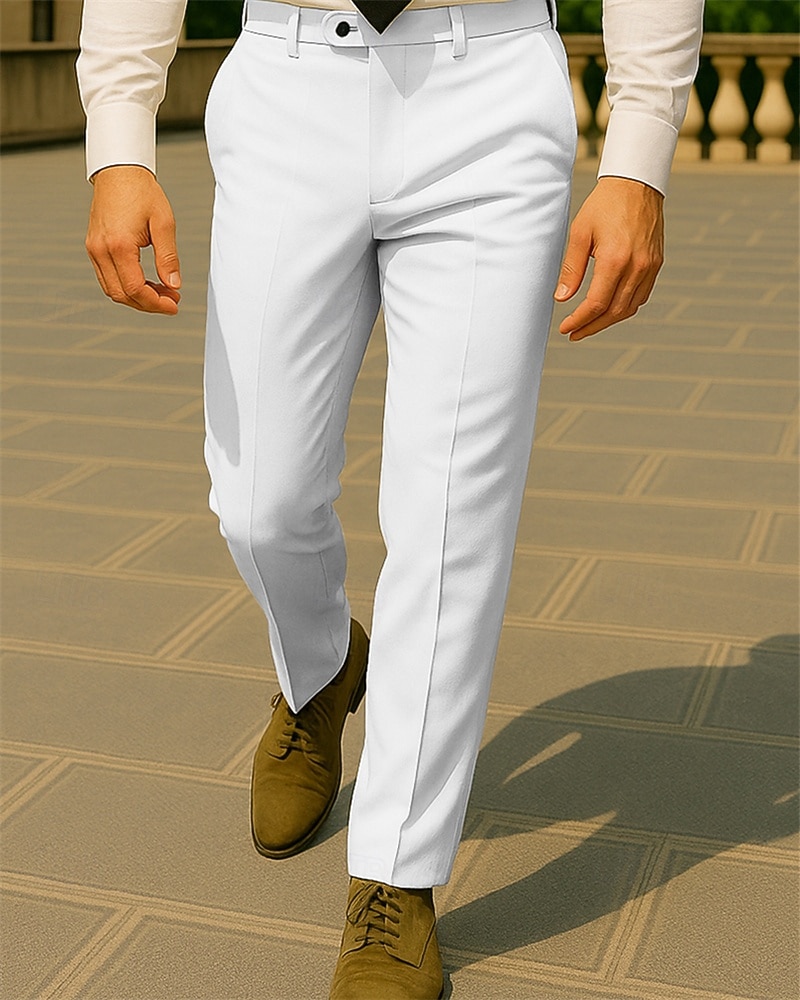 Per uomo Pantaloni Eleganti Pantaloni Chinos Bottoni Tasca Semplice Comodità Formale Feste Lavoro Moda Stile Classico Nero Bianco Micro-elastico del 2025 a $38.99 –P1