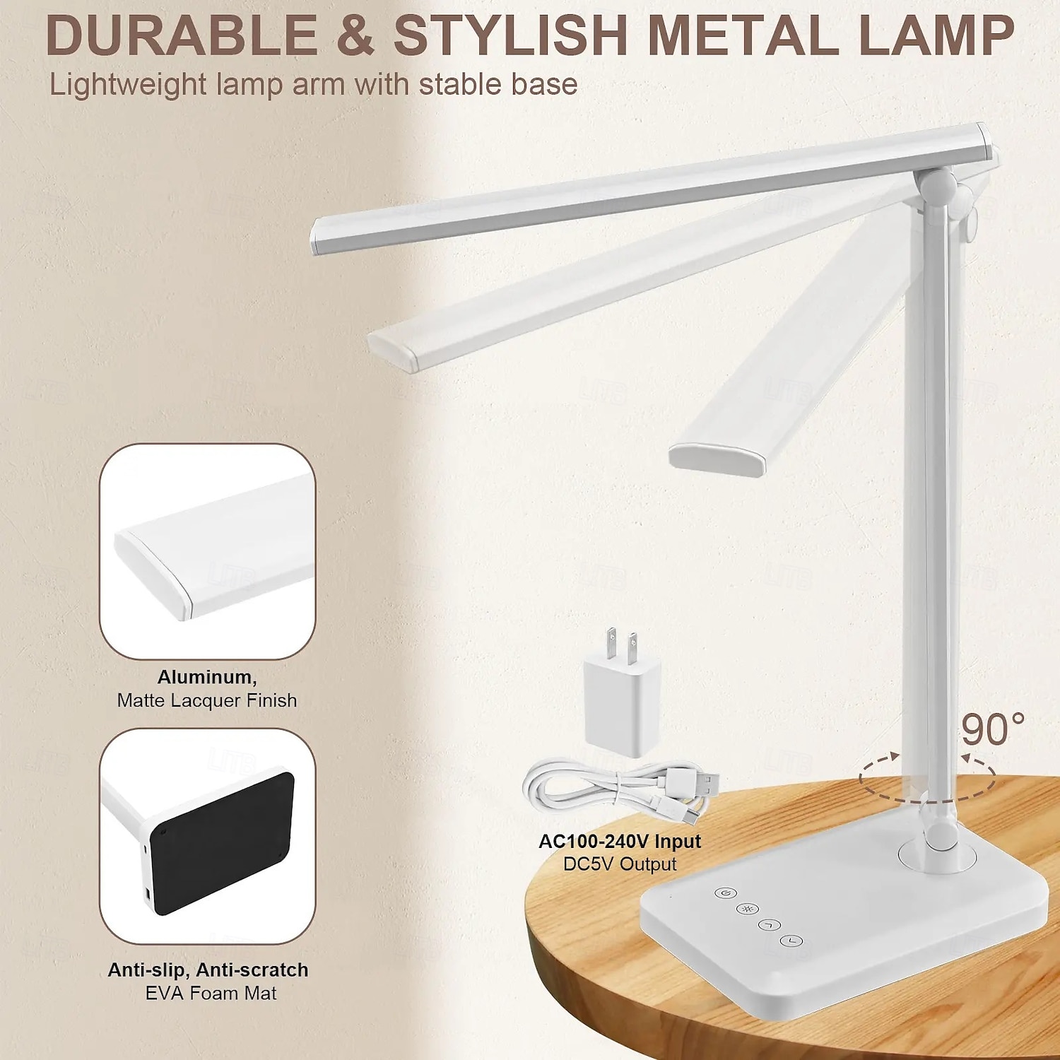 LED-Schreibtischlampe mit Doppelkopf, dimmbare Touch-Steuerung und 5 Beleuchtungsmodi, zwei Schwenkarme, USB-Ladeanschlüsse, augenschonende Tischlampen für Klavier, Notenständer, Nägel, Zuhause & Büro 2025 - $38.99 –P1