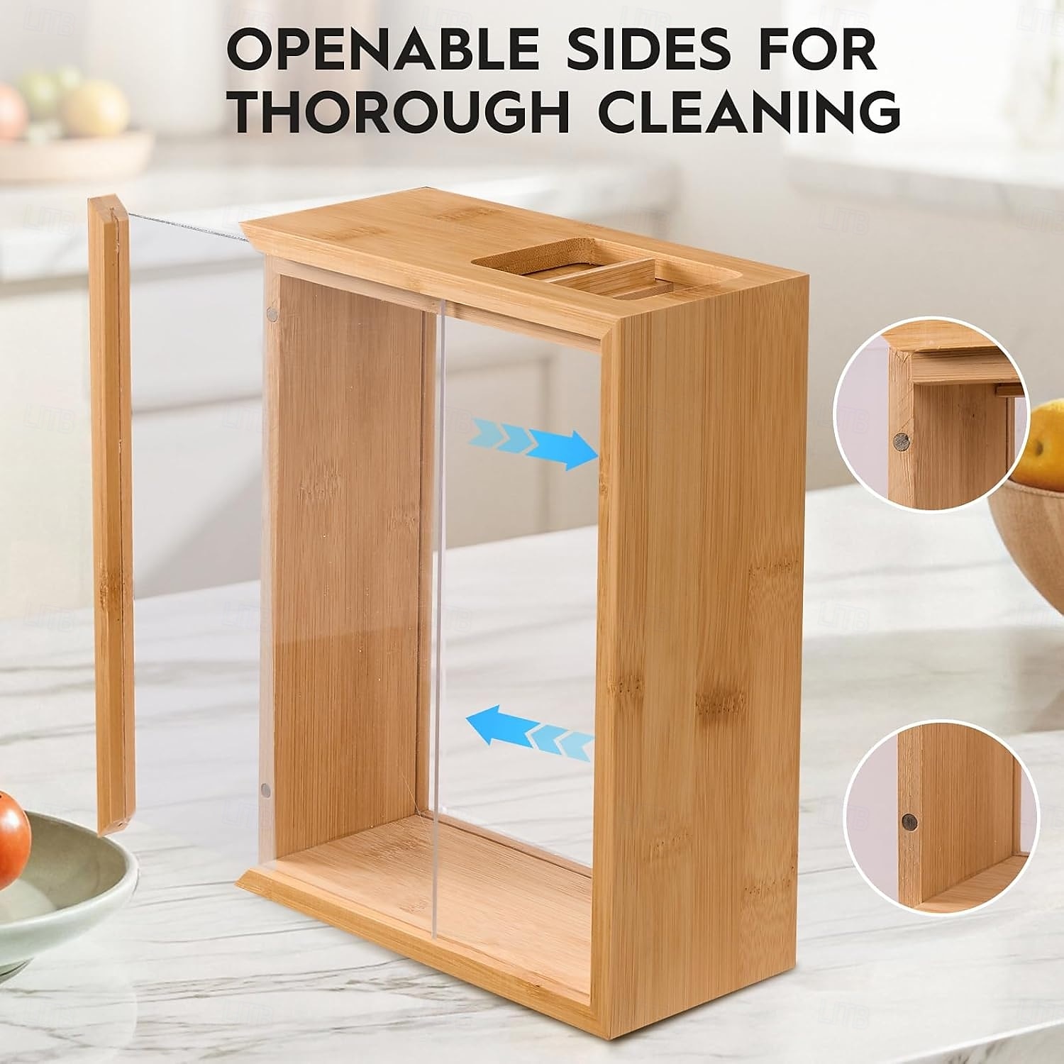 Distributeur de nourriture 2 l, récipients de stockage de nourriture en bambou faciles à nettoyer avec un panneau de porte amovible en PVC, distributeurs de céréales pour servir du thé, du café, du de 2025 ? $21.99 –P7