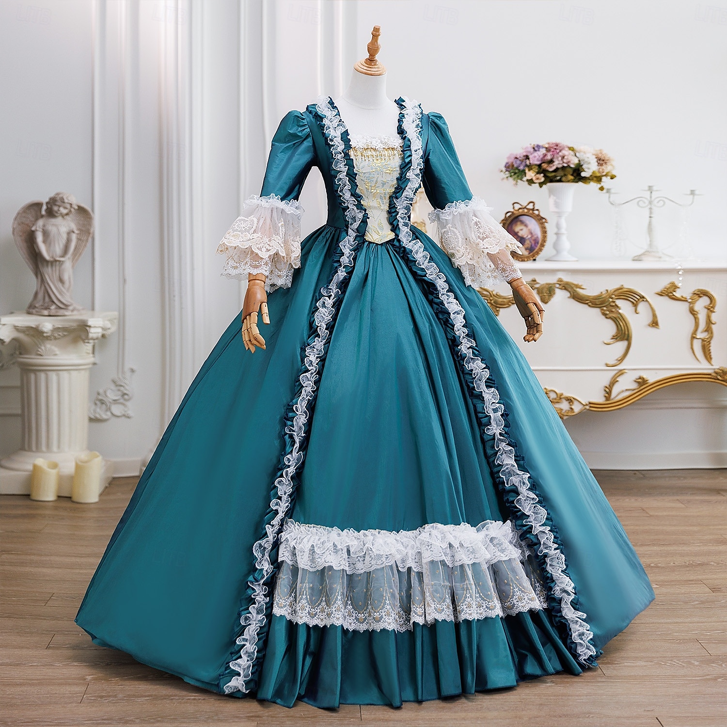 Vintage Rokoko Renässans Maxi Klänningar Vanligt Juliet ärm Prinsessa Brud Plisserad Med volanger Prinsessa Rund hals Dam Halloween Karnival Maskerad Prestanda Fest Halloween Vuxen Alla årstider 2025 - $294.29 –P2