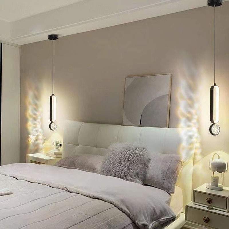Lampada a sospensione a LED moderna, lampada da comodino nera, lampada a sospensione in metallo verniciato, moderna 220-240 V 110-120 V del 2025 a $111.99 –P7