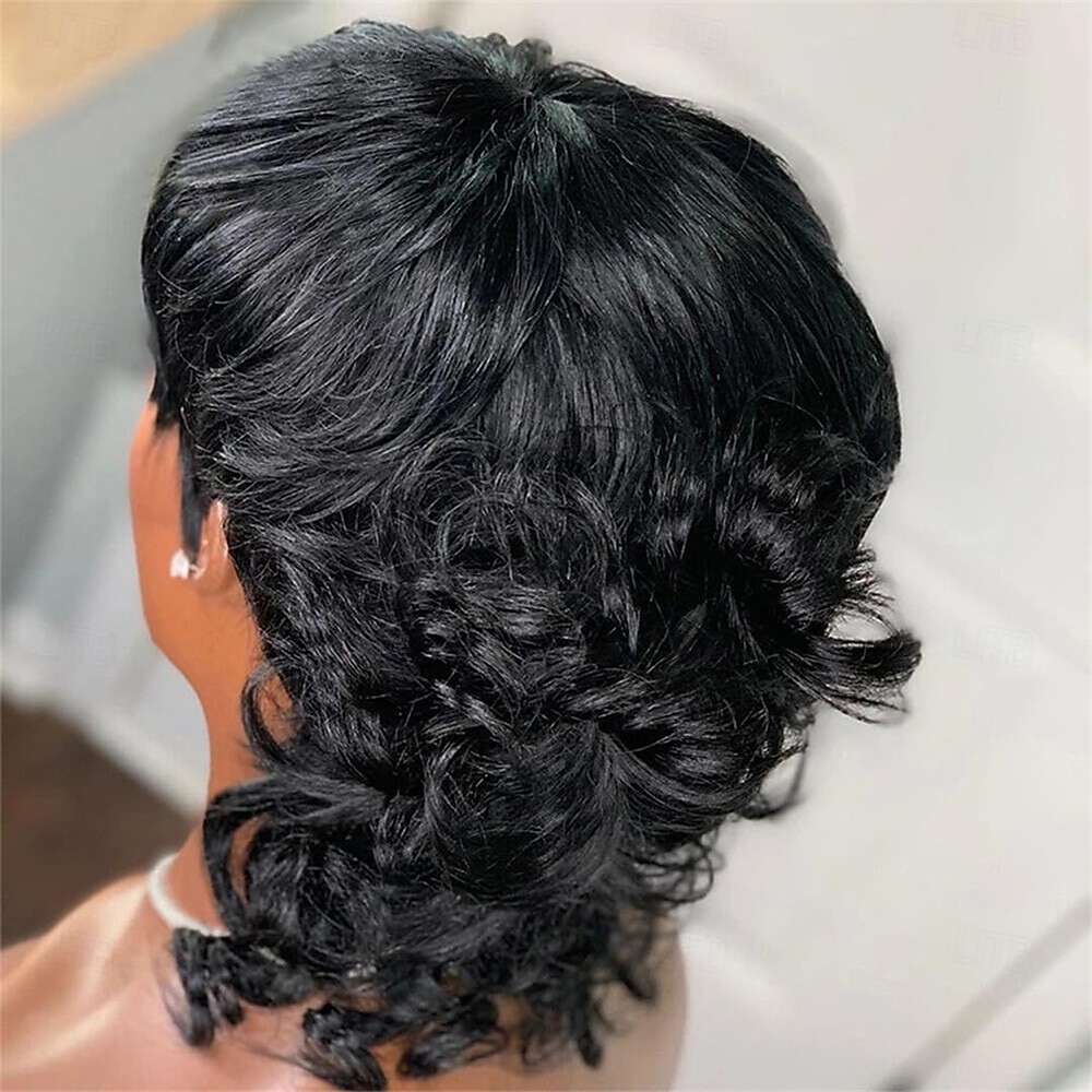 Mullet-parykker for svarte kvinner syntetisk parykk krøllete bølger svalehalefrisyre pixie-frisyre parykk for kvinner mullet lagdelt pixie-frisyre parykk 2025 - $24.99 –P3