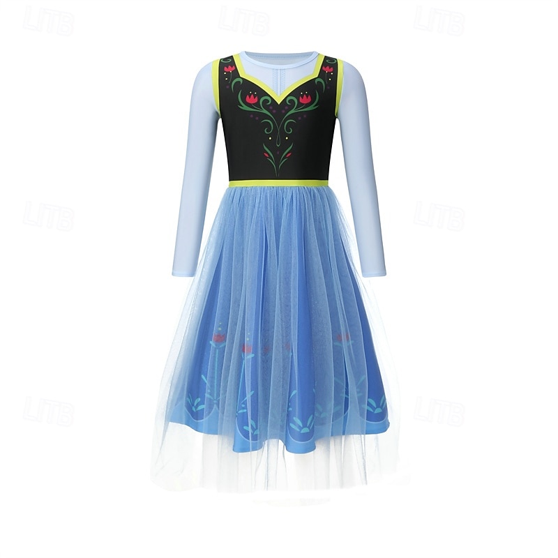 Frozen Cuento de Hadas Princesa Anna Vestido de niña de las flores Disfraz de fiesta temática Vestidos de tul Cosplay Cosplay de película for Chica Niños Carnaval Mascarada Fiesta 2025 - $41.19 –P6