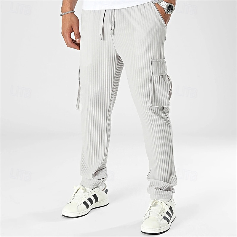 Herren Cordhose Hose Freizeithose Tasche Kordelzug Elastischer Bund Einfach Komfort Sport im Freien Täglich Mode Lässig Schwarz Weiß Mikroelastisch 2025 - $28.99 –P9