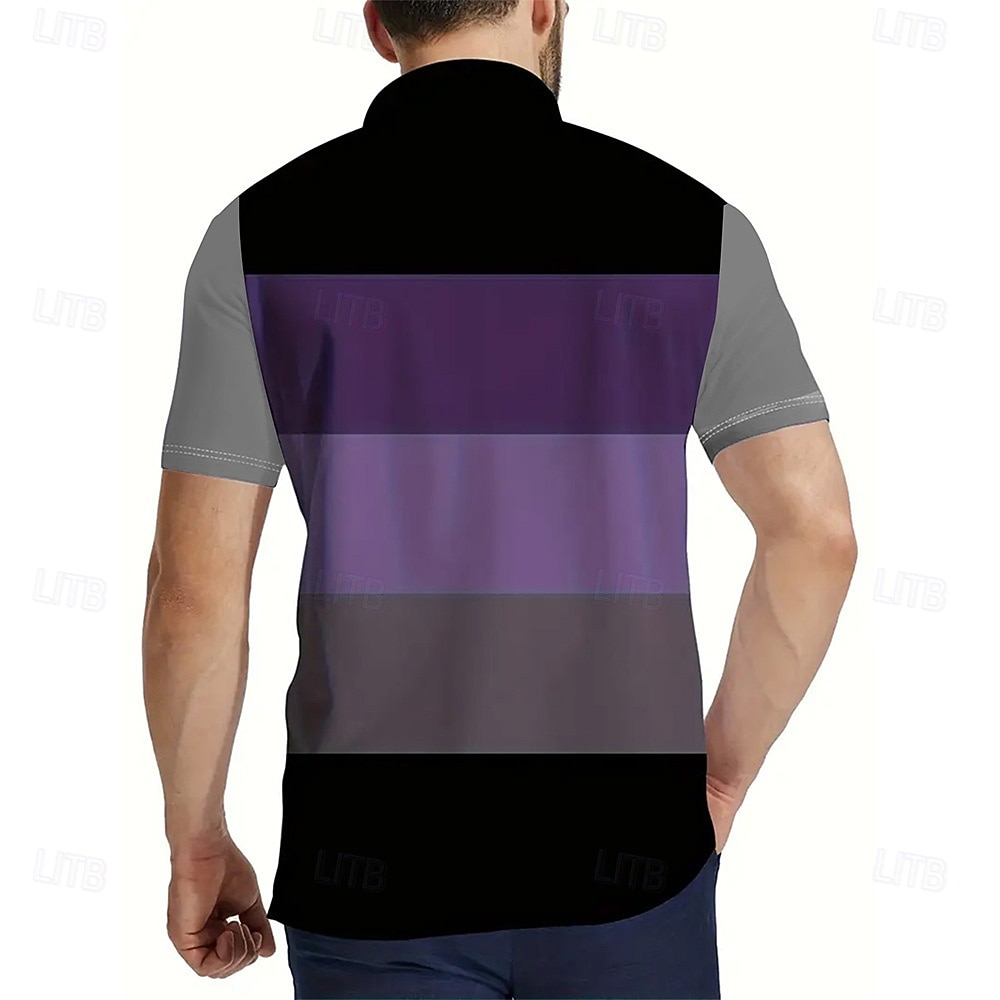 Men's Geometric Polo Short Sleeve Polo Shirts Collared Shirts Business Casual School Outdoor Athleisure Daily Wear 3D Print Summer Spring Fall Purple Brown Gray 2026 - $26.99 –P5