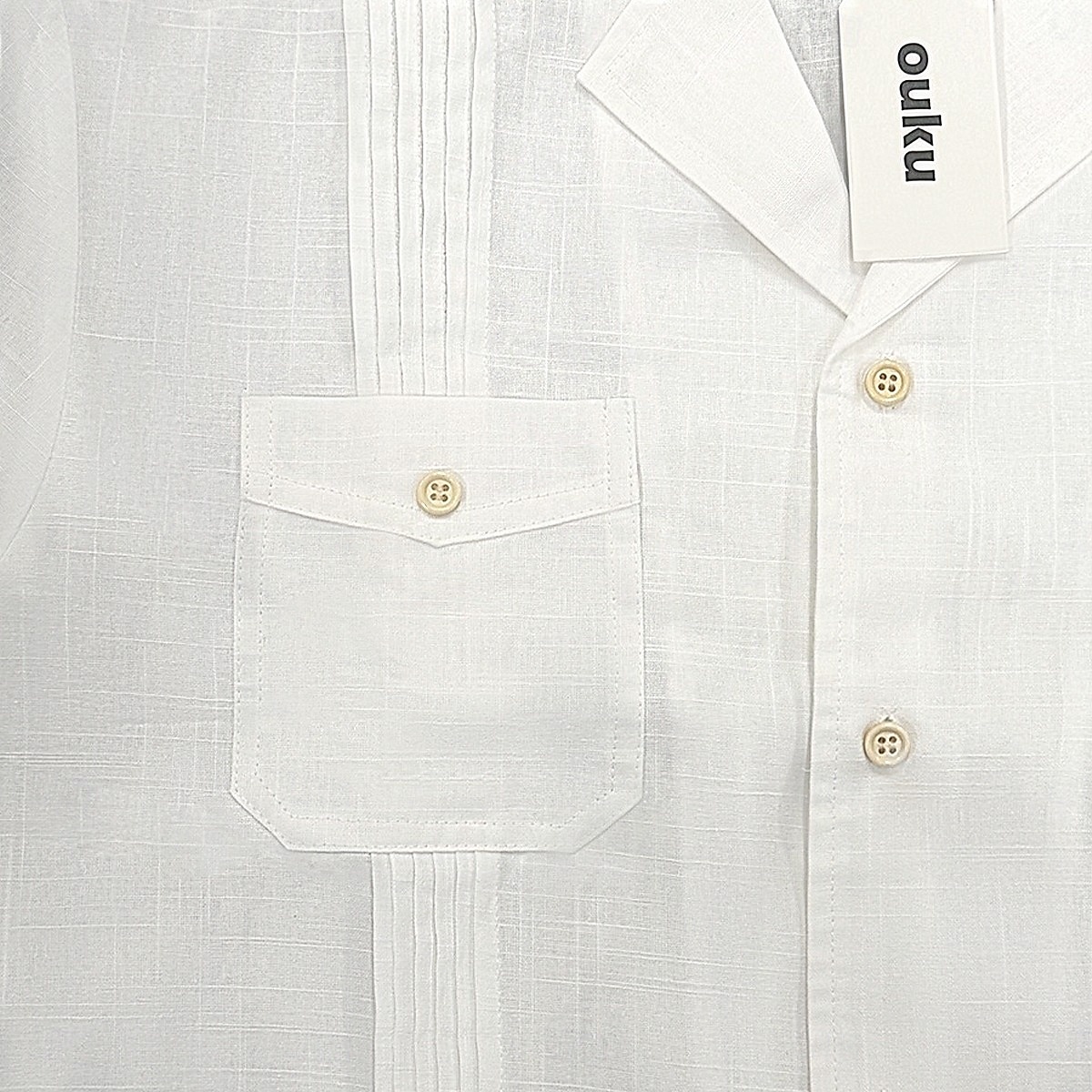Per uomo Camicia Camicia di lino Camicia Guayabera Camicia Estiva Camicia da Spiaggia Camicia con Bottoni Semplice Vacanza Casuale Bianco Manica Lunga Collo Camp Estate Primavera Abbigliamento Tasca del 2025 a $27.99 –P3