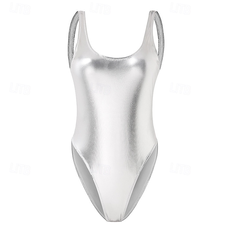 Retró 1980-as évek Félrebeszél Fürdőruha One Piece Body Diszkó Fényes latex patent Fémes Szivárvány Női Mindszentek napja Farsang zenei fesztivál Tengerparti nyaralás Pride Parade Felnőttek 2025 - $27.99 –P7