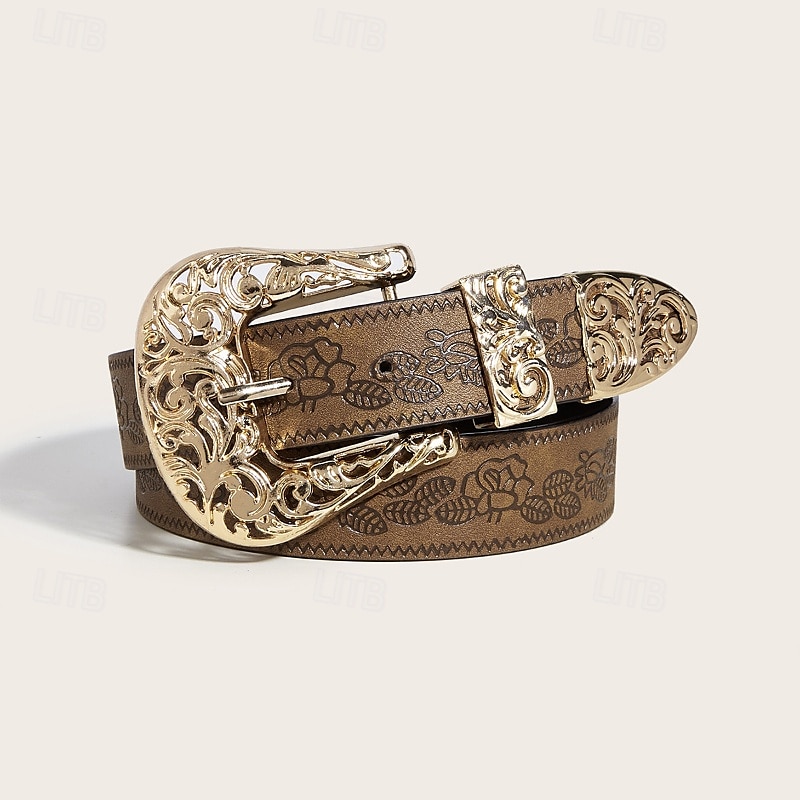 Ceinture Femmes PU Brun Kaki Ceinture Taille Quotidien Week-end Fleuri de 2025 ? $17.49 –P9