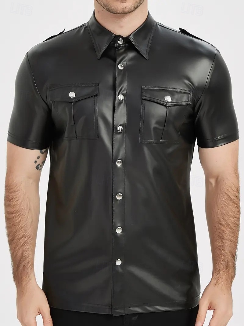 Blusa / Camisa Policial Com Brilho Metálico Drag & Glam Adulto Homens Dia Das Bruxas Carnaval Boate Parada do Orgulho Mês do Orgulho Vestir-se de 2026 por $32.99 –P1