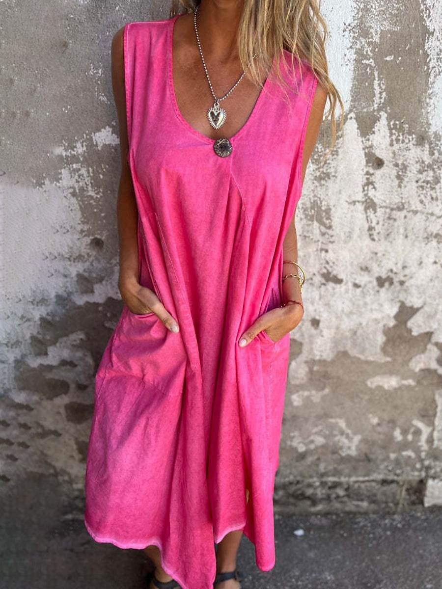 Femmes Robe Longue Maxi Robe Robe Décontractée Robe débardeur Robe d'été Basique Moderne Quotidien Week-end Coupe régulière Uni Sans manches Col en U Bleu Fuchsia Vert Été de 2025 ? $26.99 –P2