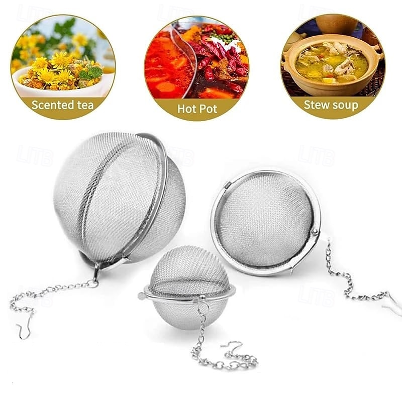 3-delige set roestvrijstalen thee-ei met extra fijn gaas, voor losse thee, theezeefjes, thee-eizeefjes, filters voor thee, thee-ei voor theefilter, kruiden, specerijen en kruiden 2025 - $9.99 –P3