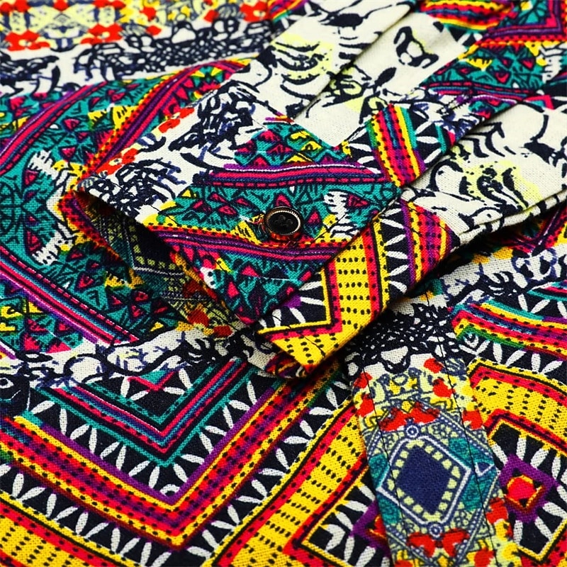 Retro / vintage Boho 1970 Koszula Hipisowskie Niejednolita całość Psychodeliczny Strój na bal maskowy Męskie Halloween Karnawał taniec uliczny Impreza w stylu retro Festiwal Dla dorosłych Koszula 2026 - $27.99 –P11