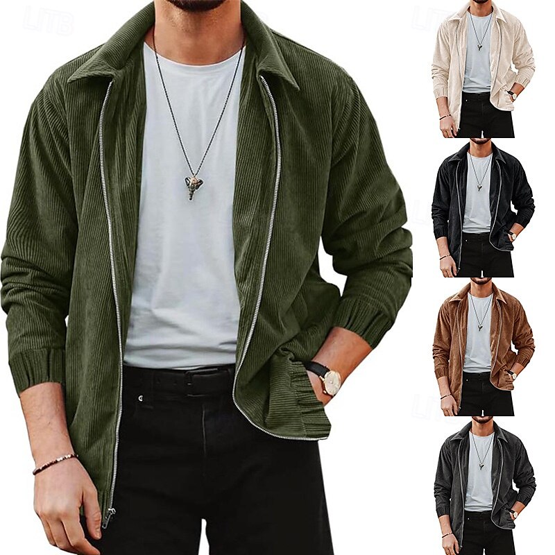 Per uomo Giacca Camicia Giacca di transizione Quotidiano Leggero Tasca Primavera Autunno Semplice Classico Bavero Nero Marrone Verde Beige Grigio Giacca del 2025 a $39.99 –P1
