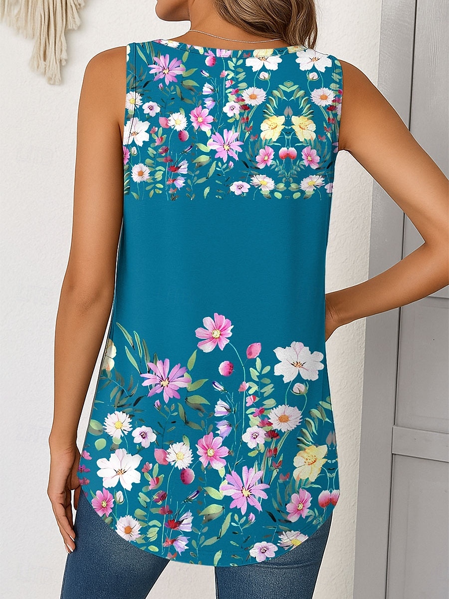 Women's Camisole Tank Top Floral Graphic Vintage Tropical Stylish Sleeveless V Neck Long Tops Daily Print Blue Purple Green Summer Spring 2025 - $23.99 –P2